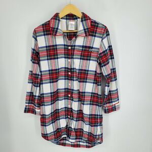 Vineyard Vines Womens Jolly Plaid Flannel Lounge Sleep Shirtdress Size Small